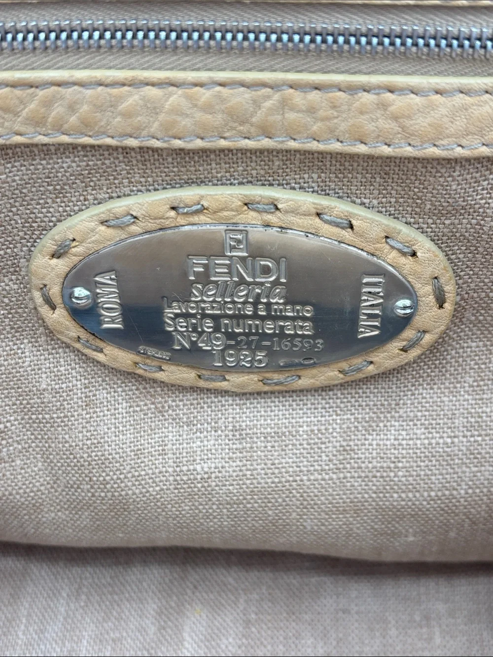 Authentic Fendi Selleria Woven Doctor Bag - Tan - Jute/Cotton Cording - EUC